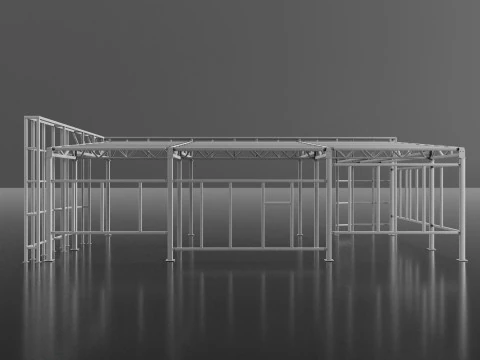 Industrial Metal building 3D Model