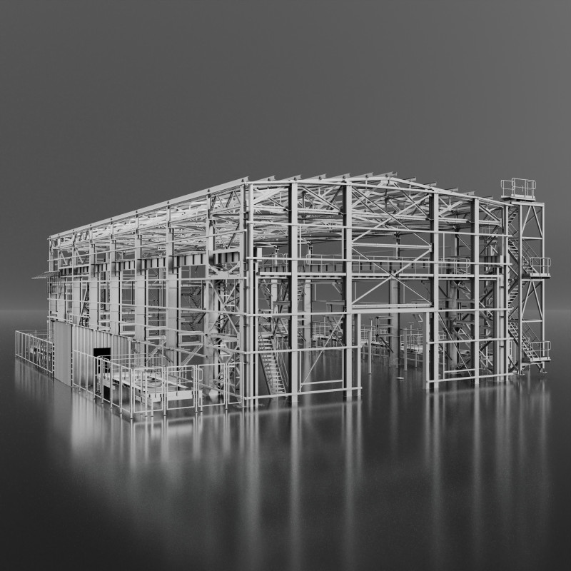 Industrial Metal building 3Dモデル .c4d .max .obj .3ds .fbx .stl .blend 