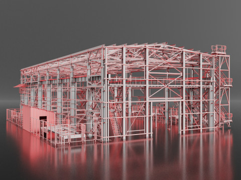 Industrial Metal building 3Dモデル
