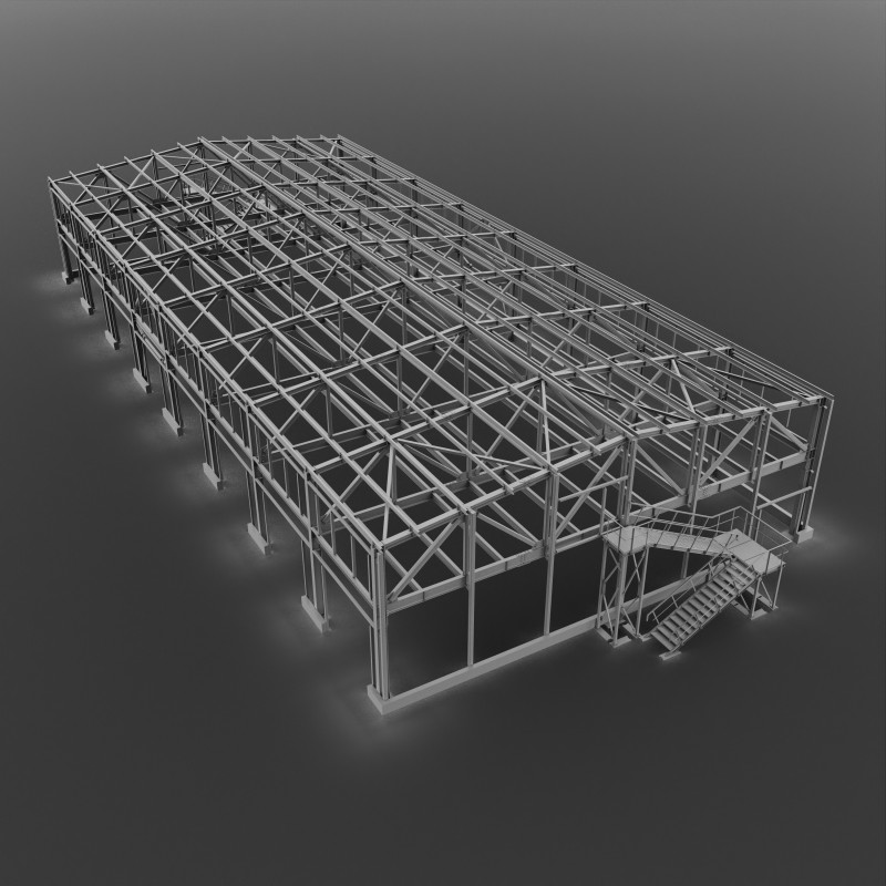 Industrial Metal Building Modello 3D .c4d .max .obj .3ds .fbx .stl .blend 