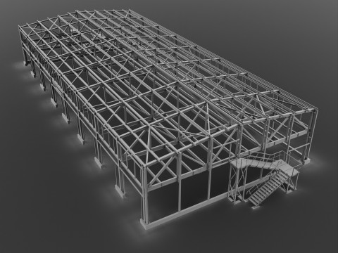 Industrial Metal Building Modèle 3D