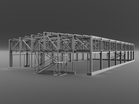 Industrial Metal Building Modello 3D