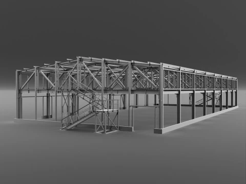Industrial Metal Building 3D Model