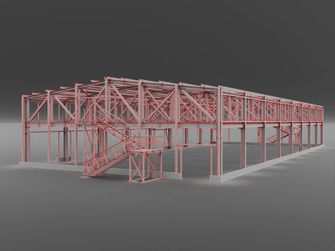 Industrial Metal Building 3D Model