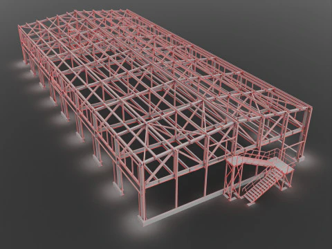 Industrial Metal Building 3D Model