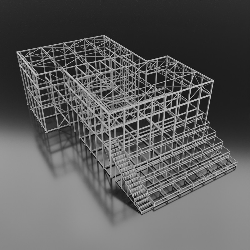 Metal Building Model 3D .c4d .max .obj .3ds .fbx .stl .blend 