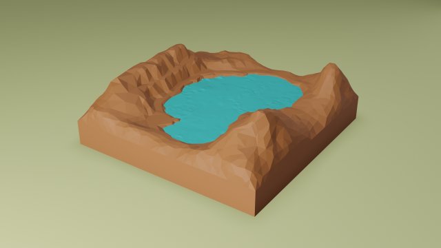 Isometric lake landscape 3D-Modell .c4d .max .obj .3ds .fbx .stl .blend 
