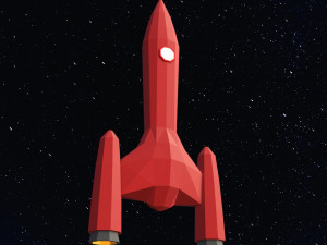 Low poly space rocket Modelo 3D