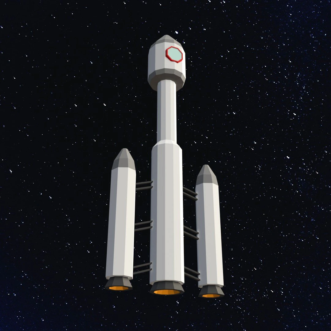 Low poly space rocket 3D Model .c4d .max .obj .3ds .fbx .stl .blend 