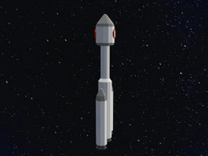 Low poly space rocket 3D Model