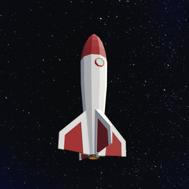 Low poly space rocket Model 3D .c4d .max .obj .3ds .fbx .stl .blend 