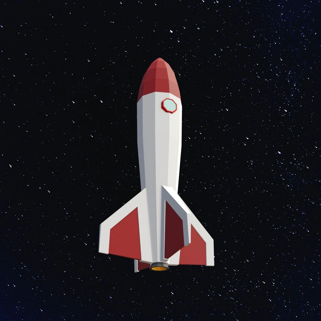 Low poly space rocket 3D Model .c4d .max .obj .3ds .fbx .stl .blend 
