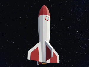Low poly space rocket 3D Model