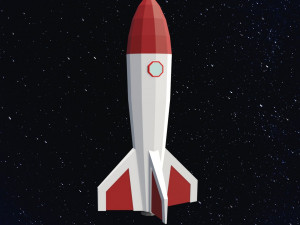 Low poly space rocket Model 3D