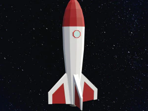 Low poly space rocket 3D Model
