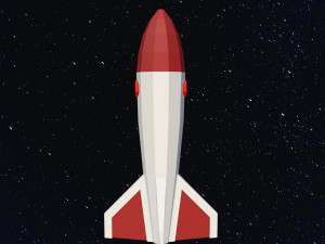 Low poly space rocket Model 3D