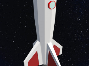 Low poly space rocket Model 3D