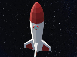 Low poly space rocket Model 3D