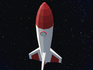 Low poly space rocket 3D Model
