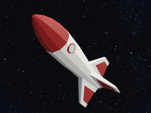 Low poly space rocket Model 3D