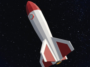 Low poly space rocket Model 3D