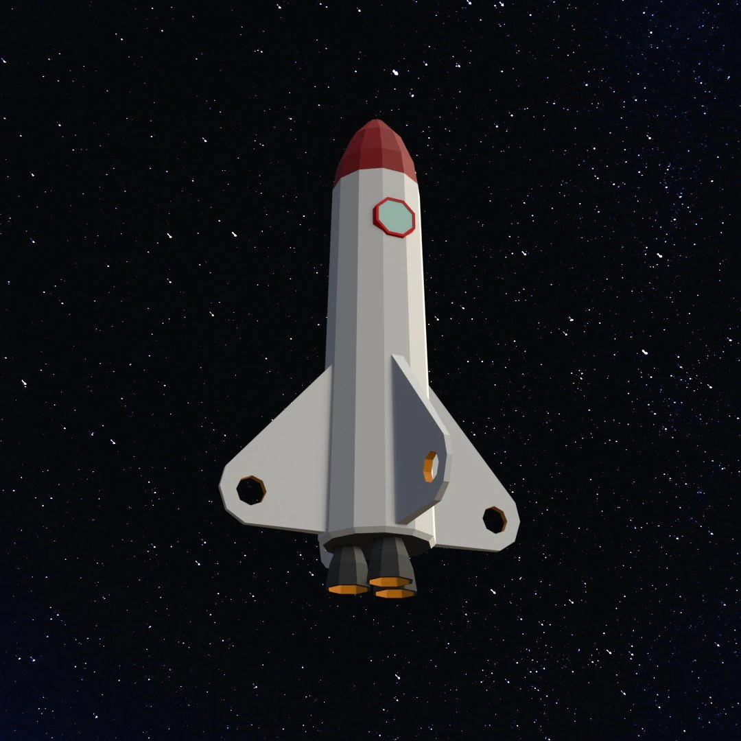 Low Poly Space Rocket 3D Model .c4d .max .obj .3ds .fbx .stl .blend 