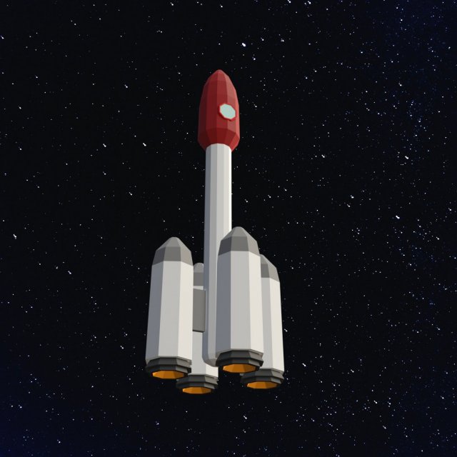 Low Poly Space Rocket 3D Модель .c4d .max .obj .3ds .fbx .stl .blend 