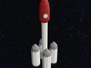 Low Poly Space Rocket 3D Модель
