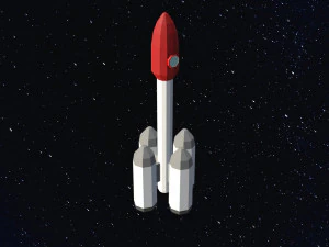 Low Poly Space Rocket 3D Model