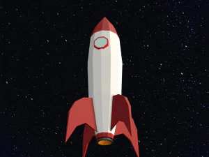 Low Poly Space Rocket 3D Model