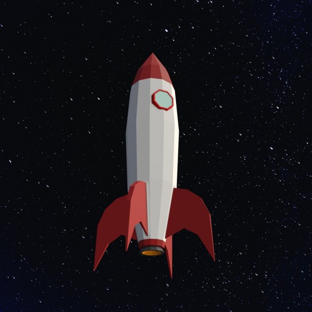 Low Poly Space Rocket 3D Модель .c4d .max .obj .3ds .fbx .stl .blend 