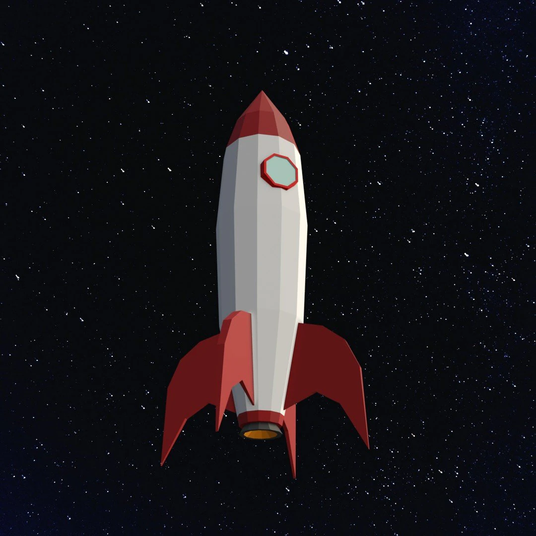 Low Poly Space Rocket 3D Model .c4d .max .obj .3ds .fbx .stl .blend 