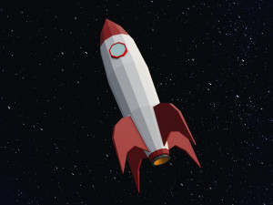 Low Poly Space Rocket 3D Модель