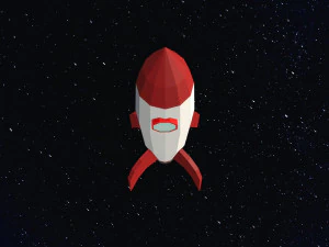 Low Poly Space Rocket 3D Model