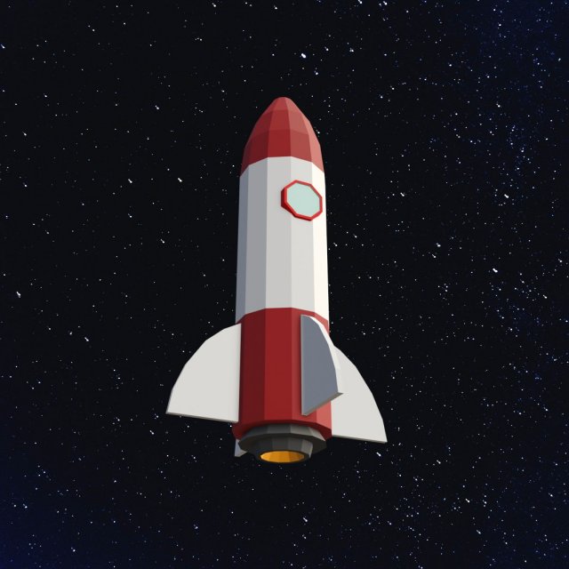 Low Poly Space Rocket Model 3D .c4d .max .obj .3ds .fbx .stl .blend 