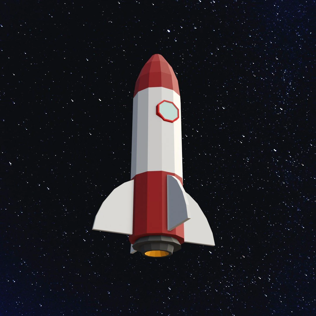 Low Poly Space Rocket 3D Model .c4d .max .obj .3ds .fbx .stl .blend 