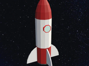 Low Poly Space Rocket 3D Model