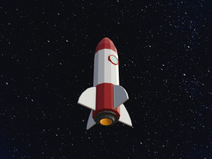 Low Poly Space Rocket Model 3D