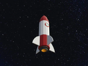 Low Poly Space Rocket 3D Model