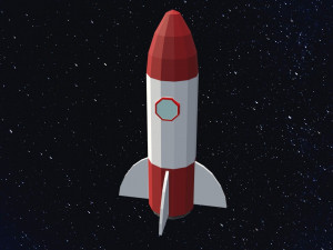 Low Poly Space Rocket Model 3D