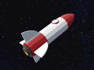Low Poly Space Rocket Model 3D