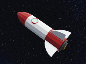 Low Poly Space Rocket Model 3D