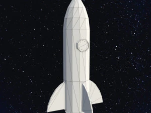 Low Poly Space Rocket 3D Model