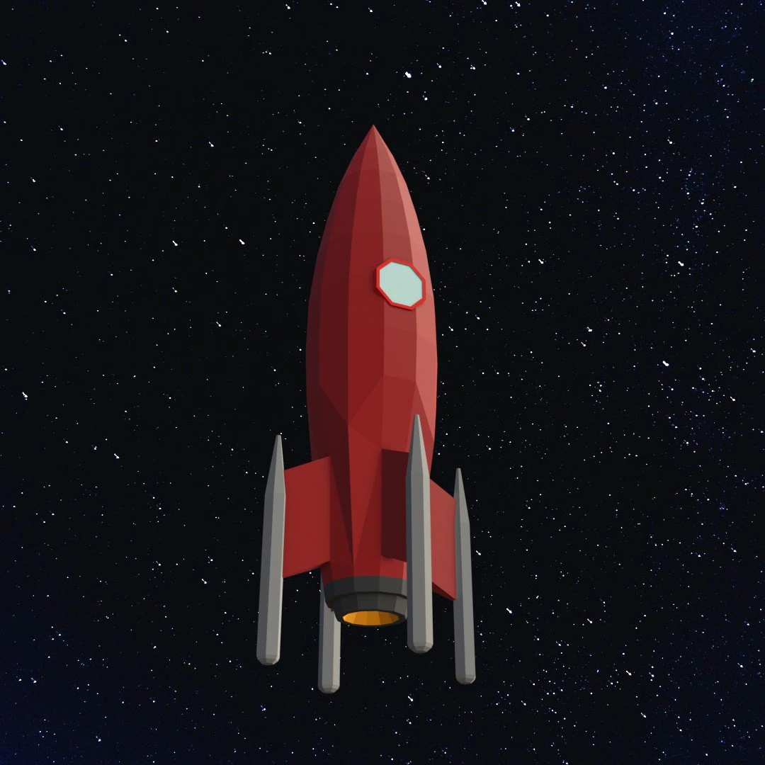 Low Poly Space Rocket 3D Model .c4d .max .obj .3ds .fbx .stl .blend 