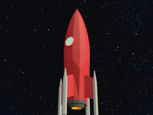 Low Poly Space Rocket 3D Model