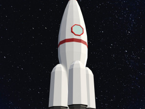 Low Poly Space Rocket Modelo 3D