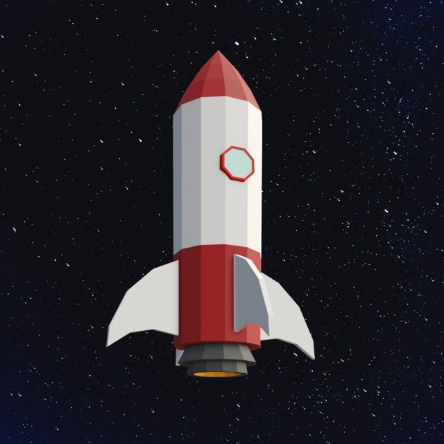 Low Poly Space Rocket Model 3D .c4d .max .obj .3ds .fbx .stl .blend 