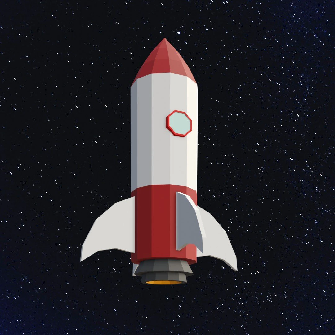 Low Poly Space Rocket 3D Model .c4d .max .obj .3ds .fbx .stl .blend 