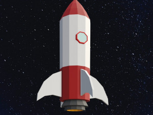 Low Poly Space Rocket Modelo 3D