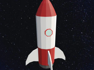 Low Poly Space Rocket 3D Model